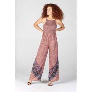 Smocked Bodice Boho Wide Leg Jumpsuit
